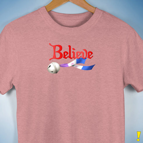 Believe Drag Pride Flag Jingle Bell Premium Unisex T-Shirt - Mauve Heather