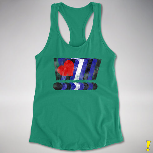 Distressed Leather Pride Exclamation Points Racerback Tank