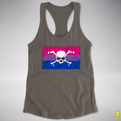 Bisexual Pride Pirate Flag Racerback Tank - Dark Grey