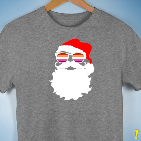 Santa’s Lesbian Pride Flag Shades Premium Unisex T-Shirt - Grey Heather