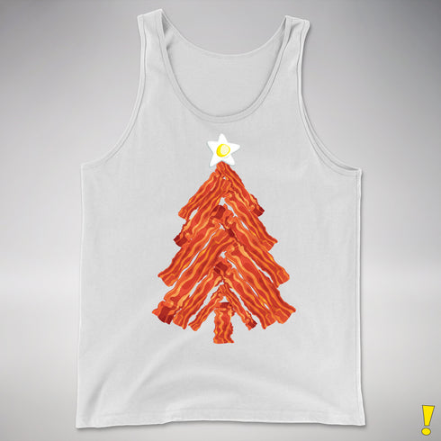 Funny Bacon and Egg Christmas Tree Tank Top - White