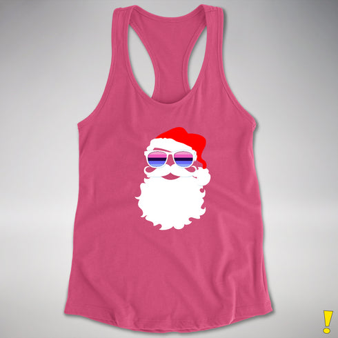 Santa’s Omnisexual Pride Flag Shades Racerback Tank - Hot Pink