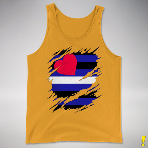 Leather Pride Flag Ripped Reveal Premium Tank Top