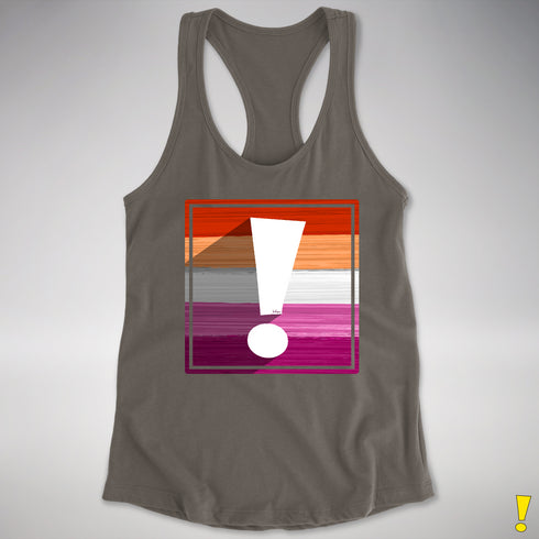 Lesbian Pride Flag Exclamation Point Racerback Tank