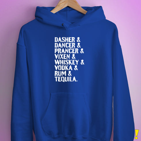 Reindeer and Alcohol List Hoodie - Royal Blue