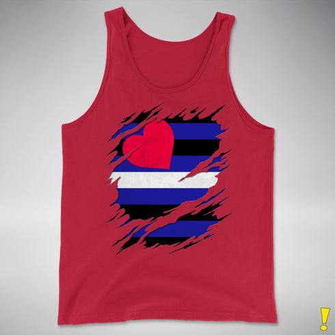 Leather Pride Flag Ripped Reveal Premium Tank Top