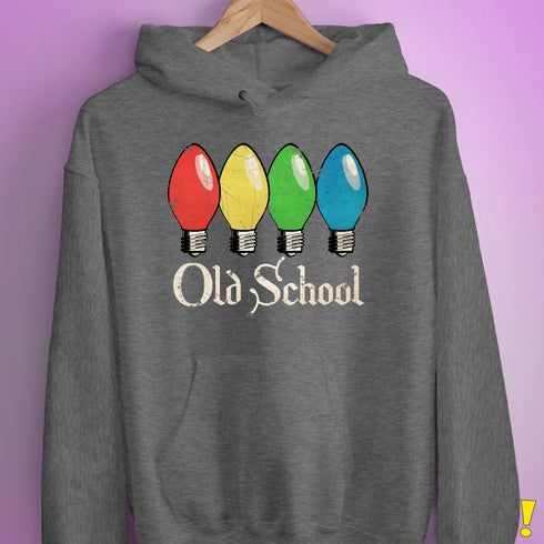 Old School Vintage Christmas Lights Hoodie - Grey Heather