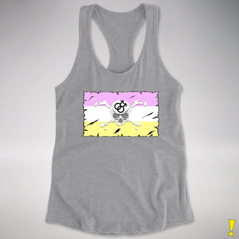 Twink Pride Pirate Flag Racerback Tank - Heather Grey