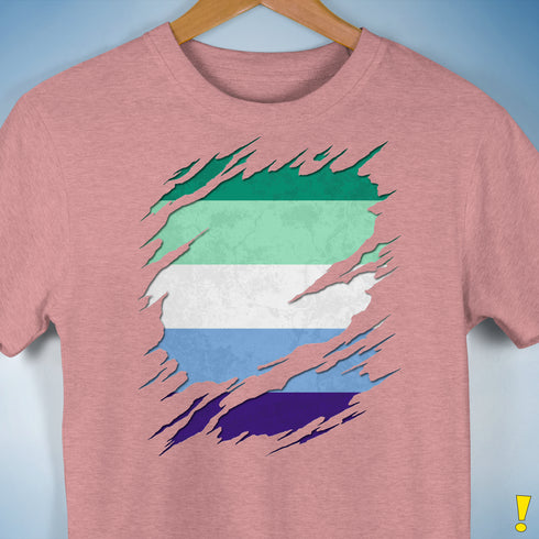 Gay Male Pride Flag Ripped Reveal Premium Unisex T-Shirt