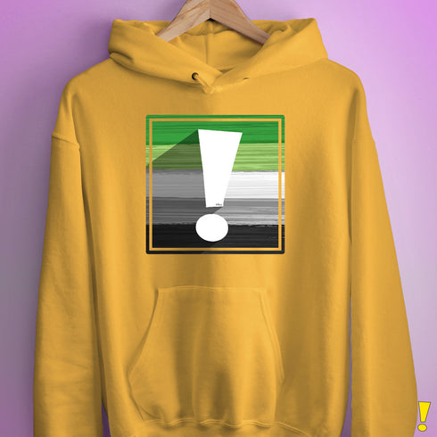 Aromantic Pride Flag Exclamation Point Hoodie - Mustard