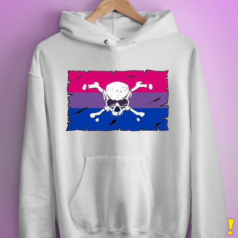 Bisexual Pride Pirate Flag Hoodie - White