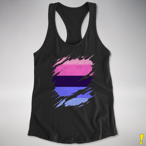 Omnisexual Pride Flag Ripped Reveal Racerback Tank