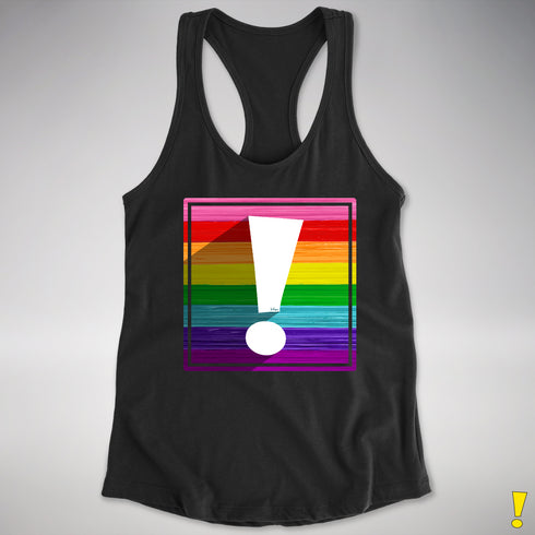 Original LGBTQ Pride Flag Exclamation Point Racerback Tank