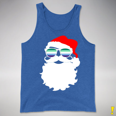 Santa’s Gay Male Pride Flag Shades Premium Tank Top - Royal Blue Triblend