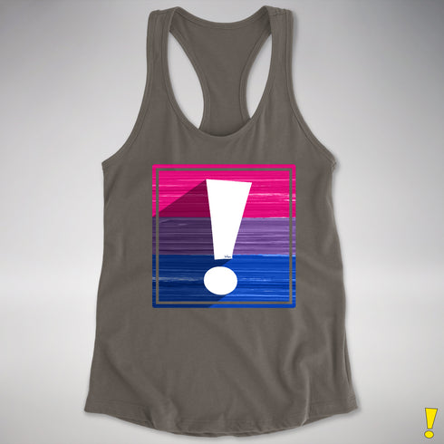 Bisexual Pride Flag Exclamation Point Racerback Tank - Dark Grey