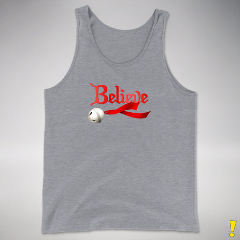 Believe Jingle Bell Premium Tank Top - Grey Heather