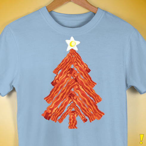 Funny Bacon and Egg Christmas Tree Unisex T-Shirt - Baby Blue