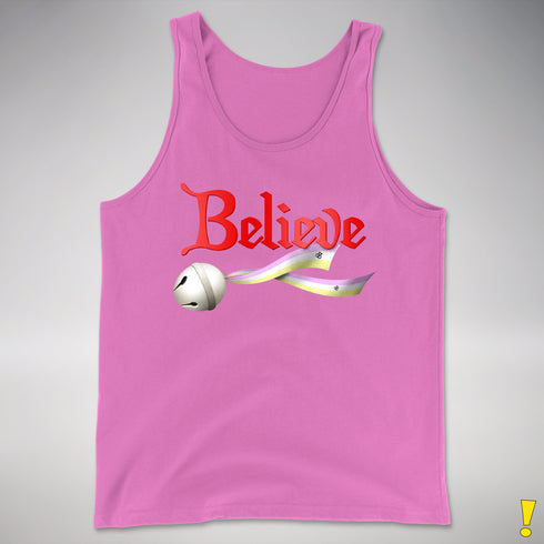 Believe Twink Pride Flag Jingle Bell Premium Tank Top - Neon Pink