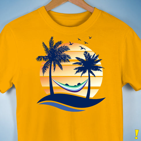 Gay Male Pride Hammock Summer Beach Sunset Premium Unisex T-Shirt