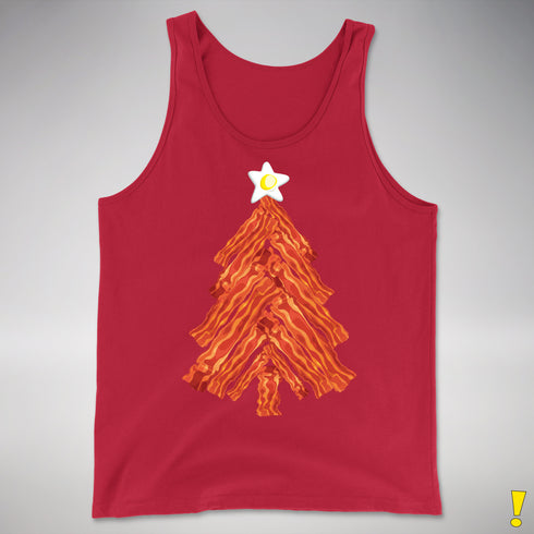 Funny Bacon and Egg Christmas Tree Tank Top - Red