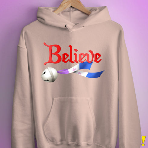 Believe Drag Pride Flag Jingle Bell Hoodie - Light Pink
