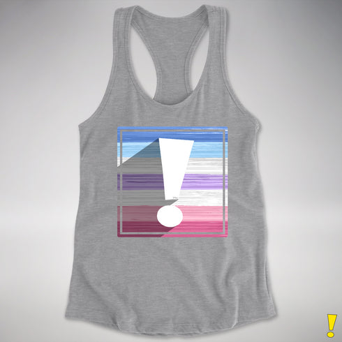 Bigender Pride Flag Exclamation Point Racerback Tank - Heather Grey