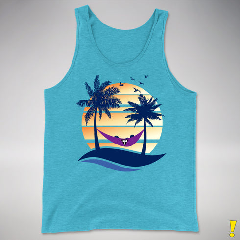 Lesbian Labrys Pride Hammock Summer Beach Sunset Premium Tank Top