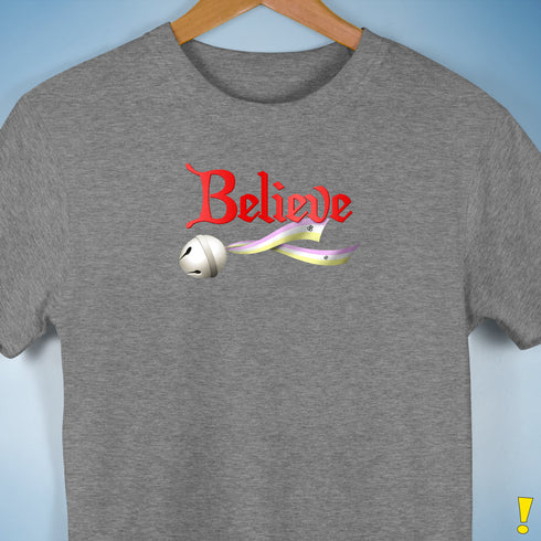 Believe Twink Pride Flag Jingle Bell Premium Unisex T-Shirt - Grey Heather