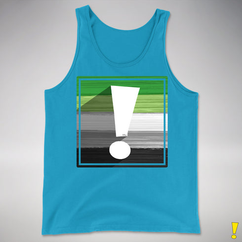 Aromantic Pride Flag Exclamation Point Premium Tank Top - Neon Blue