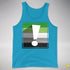 Aromantic Pride Flag Exclamation Point Premium Tank Top - Neon Blue