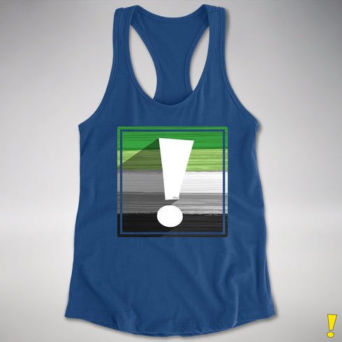 Aromantic Pride Flag Exclamation Point Racerback Tank - Royal