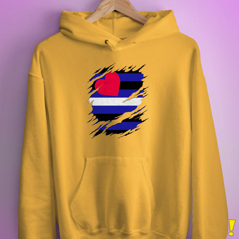 Leather Pride Flag Ripped Reveal Hoodie