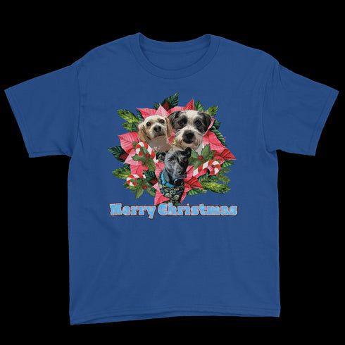 Custom Holiday Joy T-Shirt Youth Tee - Royal Blue