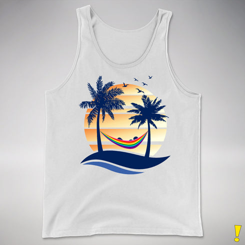 Original LGBTQ Pride Hammock Summer Beach Sunset Premium Tank Top