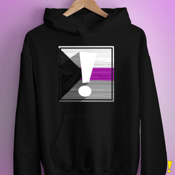 Demisexual Pride Flag Exclamation Point Hoodie - Black