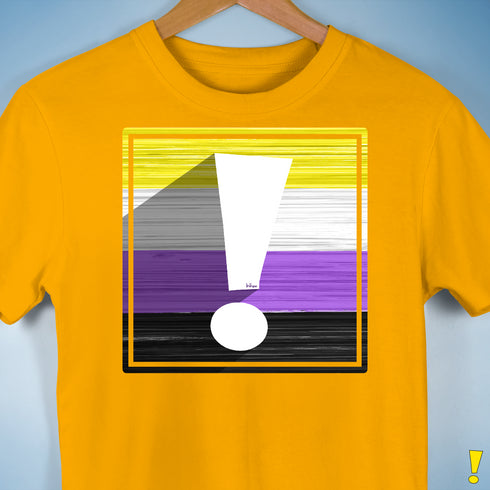 Nonbinary Pride Flag Exclamation Point Premium Unisex T-Shirt - Gold