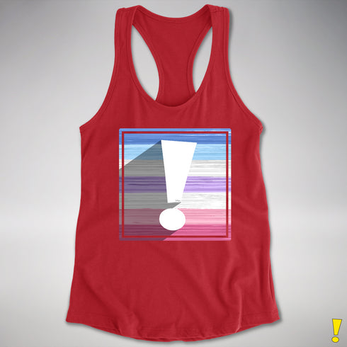 Bigender Pride Flag Exclamation Point Racerback Tank - Red