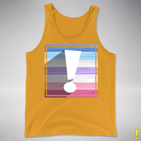 Bigender Pride Flag Exclamation Point Premium Tank Top - Gold