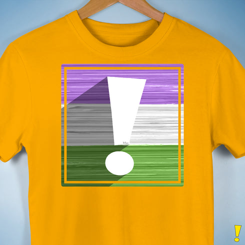 Genderqueer Pride Flag Exclamation Point Premium Unisex T-Shirt - Gold