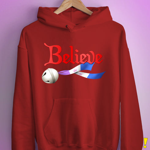 Believe Drag Pride Flag Jingle Bell Hoodie - Red