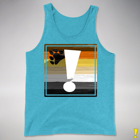 Bear Pride Flag Exclamation Point Premium Tank Top - Aqua Triblend