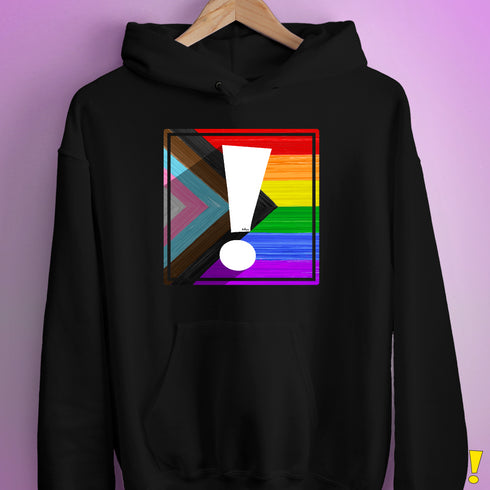LGBTQ Progress Pride Flag Exclamation Point Hoodie