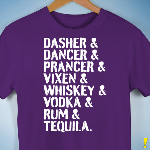 Reindeer and Alcohol List Unisex T-Shirt - Purple