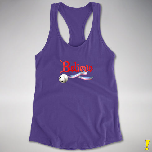 Believe Bigender Pride Flag Jingle Bell Racerback Tank - Purple