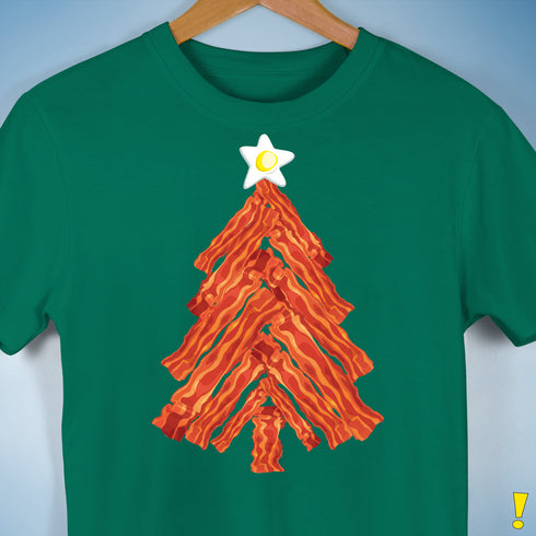 Funny Bacon and Egg Christmas Tree Unisex T-Shirt - Kelly Green