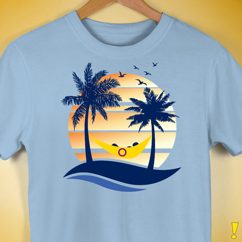 Intersex Pride Hammock Summer Beach Sunset Premium Unisex T-Shirt
