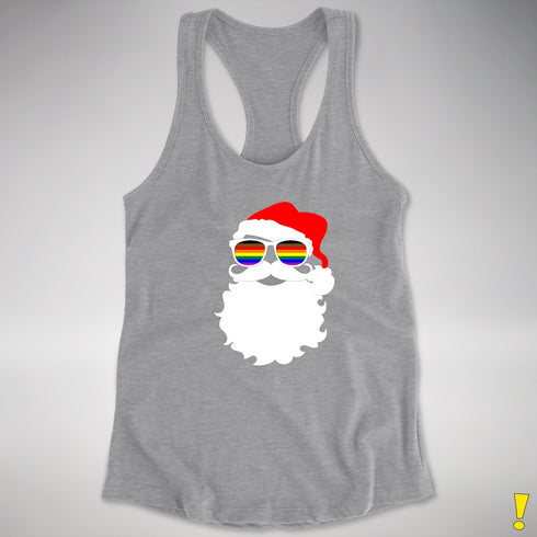 Santa’s LGBTQ Philly Pride Flag Shades Racerback Tank - Grey Heather