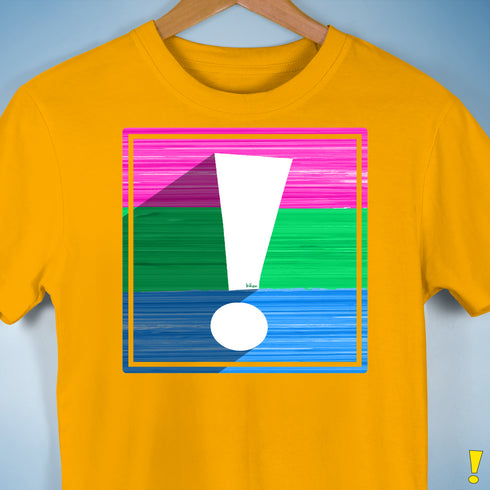 Polysexual Pride Flag Exclamation Point Premium Unisex T-Shirt - Gold