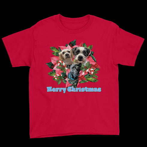 Custom Holiday Joy T-Shirt Youth Tee - Red