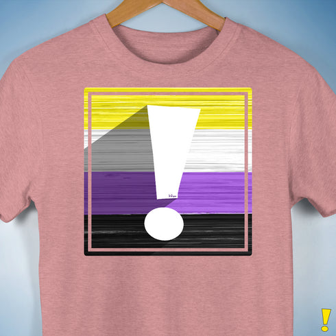 Nonbinary Pride Flag Exclamation Point Premium Unisex T-Shirt - Mauve Heather